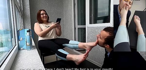  After training his mistress, the guy cleanup her feet from sweat and sperm.